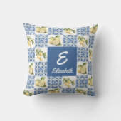 ブルータイル フレンチカントリー レモン モノグラム 名前 クッション (正面)