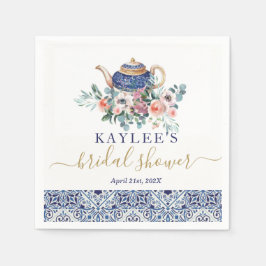 ブルータイル ブライダルシャワーのお茶の飾り スタンダードカクテルナプキン