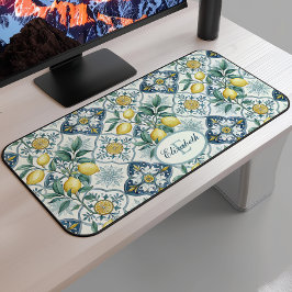 ブルータイル モノグラム フレンチカントリー レモン柄 デスクマット