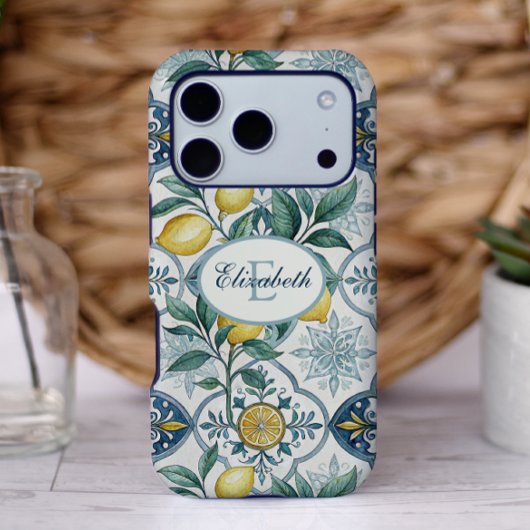 ブルータイル モノグラム フレンチカントリー レモン柄 Case-Mate iPhoneケース