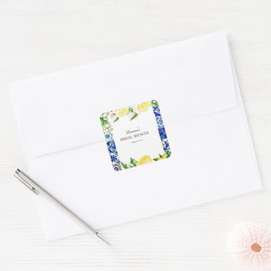ブルータイル レモン イタリアン ブライダルシャワー スクエアシール (封筒)