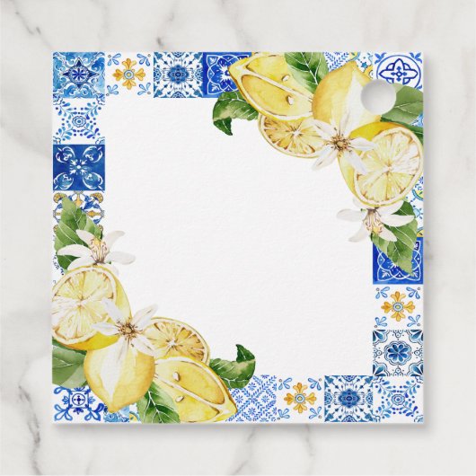 ブルータイル レモン イタリアン ブライダル シャワー ステッカー フェイバータグ (裏面)