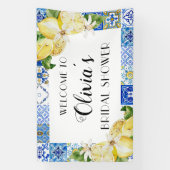 ブルータイル レモン ブライダルシャワーのお出迎えバナー 横断幕 (縦)