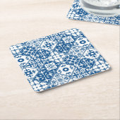 ブルータイルSantoriniギリシャスペインの語/テーマ スクエアペーパーコースター (アングル)