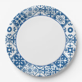 ブルータイルSantoriniギリシャスペインの語/テーマ ペーパープレート (正面)