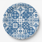 ブルータイルSantoriniギリシャスペインの語/テーマ ペーパープレート (正面)