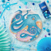 ブルータコクラケンオレンジピンク水色 ペーパープレート (パーティー)