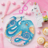 ブルータコクラケンオレンジピンク水色 ペーパープレート (パーティー)