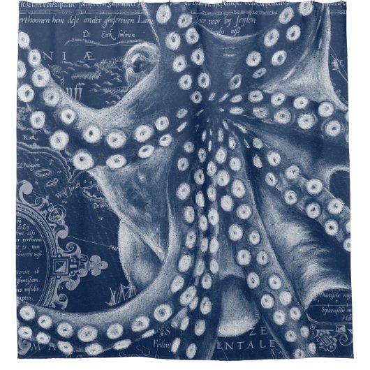 ブルータコスヴィンテージマップChic シャワーカーテン (正面)