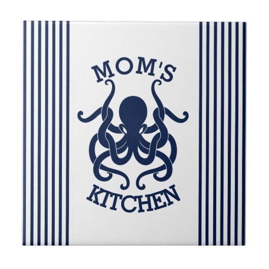 ブルータコ&ブルー&ホワイトのストライプ タイル (正面)