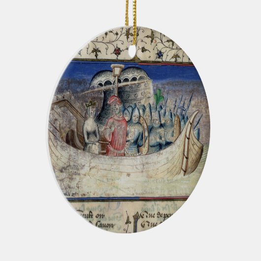 ブルータスはトロイ人「からのイギリスのための帆を、置きます セラミックオーナメント (右)