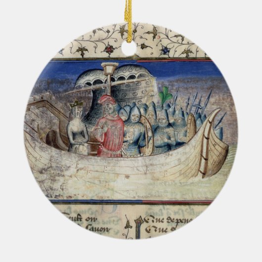 ブルータスはトロイ人「からのイギリスのための帆を、置きます セラミックオーナメント (裏面)