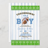 ブルータッチダウン予測できなボーイベビーシャワー 招待状 (正面/裏面)