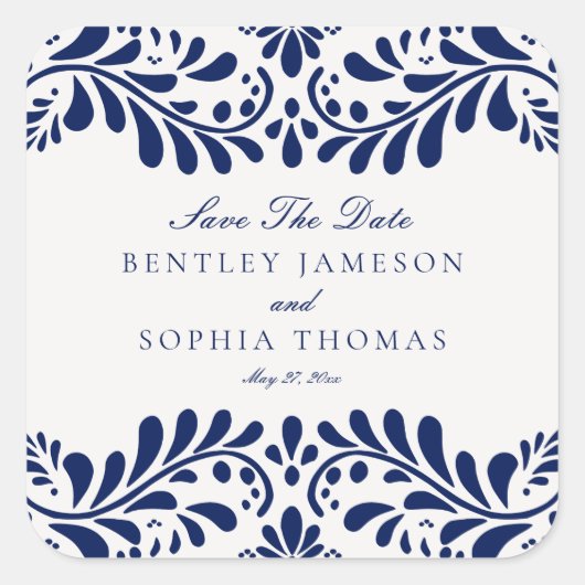 ブルータラバータイルスペインのフェスタ結婚の封筒 スクエアシール (正面)