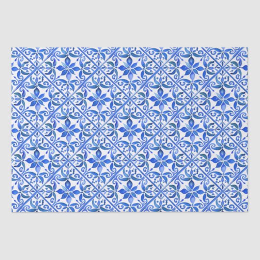 ブルータラベラアズールヴィンテージメキシカンスペインのタイル 薄葉紙 (正面)