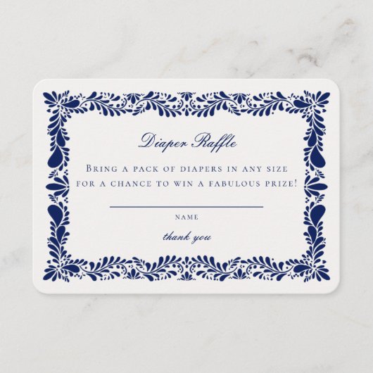 ブルータラベラタイルおむつラッフル招待状インサート エンクロージャーカード (正面)
