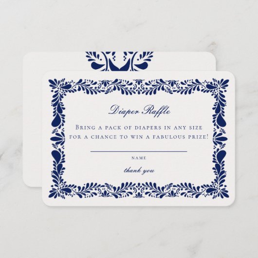ブルータラベラタイルおむつラッフル招待状インサート エンクロージャーカード (正面/裏面)