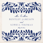 ブルータラベラタイルスペインのスタイルフィ結婚エスタズ スクエアペーパーコースター (正面)