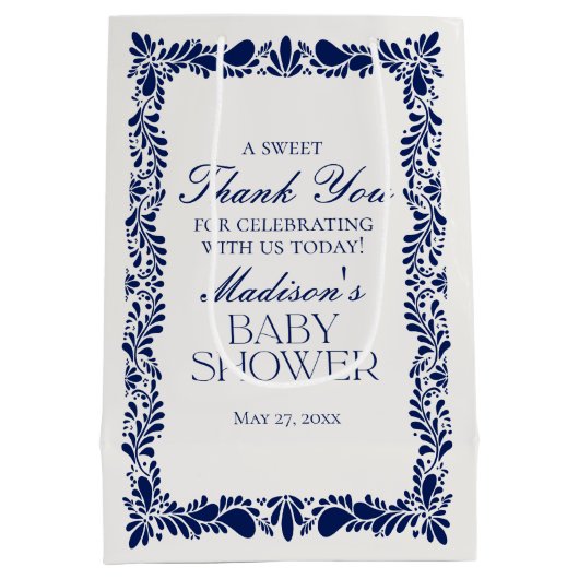 ブルータラベラタイルフィエスタベビーシャワーウィーズ ミディアムペーパーバッグ (裏面)