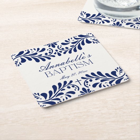 ブルータラベラタイルフィスペインのエスタバプテスマ スクエアペーパーコースター (アングル)