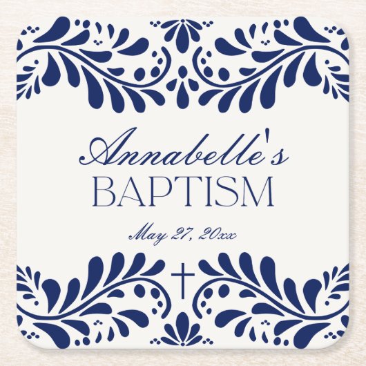 ブルータラベラタイルフィスペインのエスタバプテスマ スクエアペーパーコースター (正面)