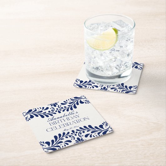 ブルータラベラタイルフィスペインのエスタバースデーパーティー スクエアペーパーコースター (インサイチュ)