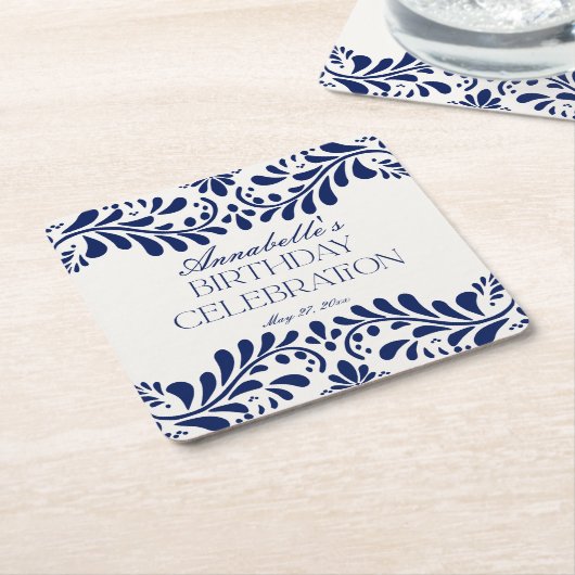 ブルータラベラタイルフィスペインのエスタバースデーパーティー スクエアペーパーコースター (アングル)