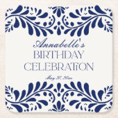 ブルータラベラタイルフィスペインのエスタバースデーパーティー スクエアペーパーコースター (正面)