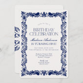 ブルータラベラタイルフィスペインのエスタバースデーパーティー 招待状 (正面/裏面)