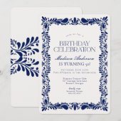 ブルータラベラタイルフィスペインのエスタバースデーパーティー 招待状 (正面/裏面)