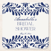 ブルータラベラタイルフィスペインのエスタブライダルシャワー スクエアペーパーコースター (正面)