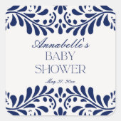 ブルータラベラタイルフィスペインのエスタベビーシャワー スクエアシール (正面)