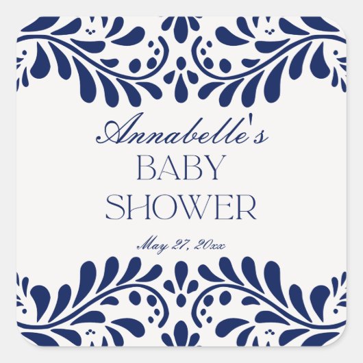 ブルータラベラタイルフィスペインのエスタベビーシャワー スクエアシール (正面)