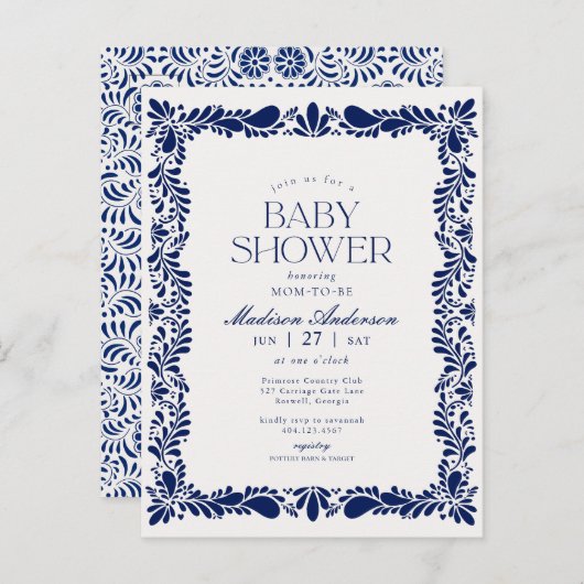 ブルータラベラタイルフィスペインのエスタベビーシャワー ポストカード (正面/裏面)