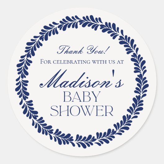 ブルータラベラタイルフィスペインのエスタベビーシャワー ラウンドシール (正面)