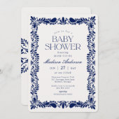 ブルータラベラタイルフィスペインのエスタベビーシャワー 招待状 (正面/裏面)