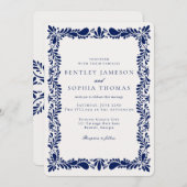 ブルータラベラタイルフィスペインのエスタ結婚ズ 招待状 (正面/裏面)