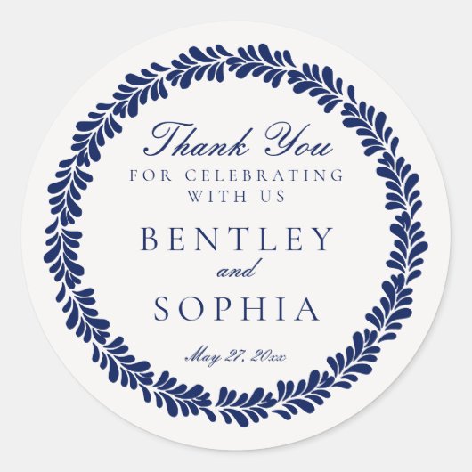 ブルータラベラタイルフィスペインのエスタ結婚式の引き出物 ラウンドシール (正面)