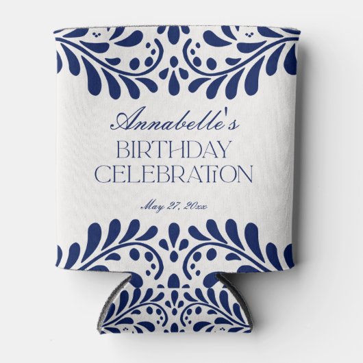 ブルータラベラタイルフィスペインのエスタ誕生日の好意 缶クーラー (正面)