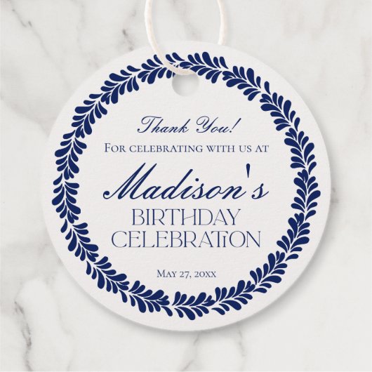 ブルータラベラタイルフィスペインのエスタ誕生日サークル フェイバータグ (裏面)