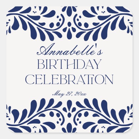 ブルータラベラタイルフィスペインのエスタ誕生日フリット スクエアシール (正面)