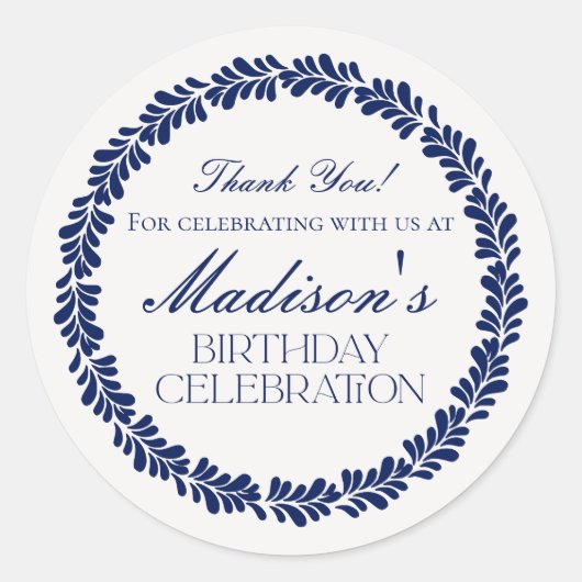 ブルータラベラタイルフィスペインのエスタ誕生日フリット ラウンドシール (正面)