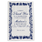 ブルータラベラタイルメキシカンフィエスタ誕生日の好意 ミディアムペーパーバッグ (裏面)