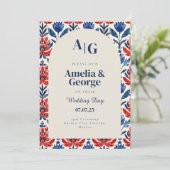 ブルータラベラタイルメキシコ結婚式招待状 招待状 (スタンド正面)