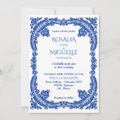 ブルータラベラヴィンテージフォークアートメキシ結婚カン 招待状 (正面)