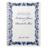 ブルータラベラ結婚タイルの文字新郎新婦 ノートブック (正面)