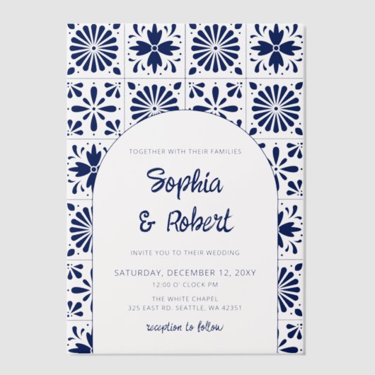 ブルータラベラ結婚メキシコ ベラム紙招待状 (正面)