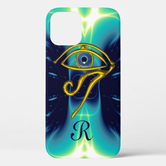 ブルータリスマンモノグラムティール（緑がかった色）、ターコイズホワイト Case-Mate iPhoneケース (裏面)