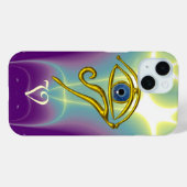 ブルータリスマンモノグラムティール（緑がかった色）、パープルホワイト Case-Mate iPhoneケース (裏面 (横))
