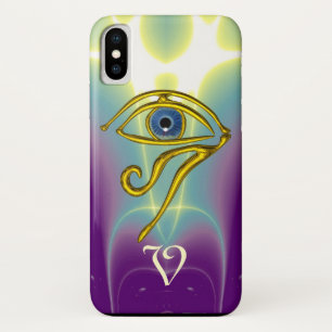 ブルータリスマンモノグラムティール（緑がかった色）、パープルホワイト iPhone X ケース